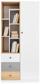 Regál Pixel PX7 sušienkový dub / biely lux / sivý