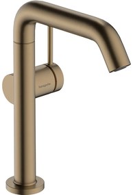 HANSGROHE Tecturis S páková umývadlová batéria Fine Coolstart s otočným výtokom, s odtokovou súpravou Push-Open, výška výtoku 187 mm, kartáčovaný bronz, 73364140