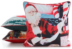 VIANOČNÁ DEKORAČNÁ OBLIEČKA NA VANKÚŠ SANTA2 45X45 CM VZOROVANÁ