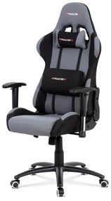 Herní křeslo E-racer, potah šedá-černá látka, houpací mechanismus, opěrák 90°-180
