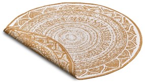 Okrovožlto-biely okrúhly vonkajší koberec ø 140 cm Siruma – NORTHRUGS
