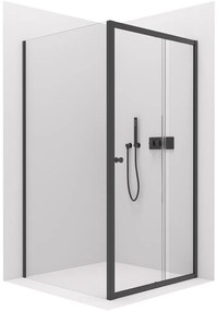 Cerano Varone, sprchovací kút s posuvnými dverami 120(dvere) x 70 (stena) x 195 cm, 6mm číre sklo, čierny profil, CER-CER-DY505B-12070