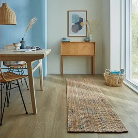 Ručne tkaný jutový behúň v modro-prírodnej farbe 60x230 cm Jute Boucle Blue – Flair Rugs