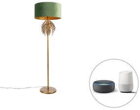 Inteligentná stojaca lampa zlatá 145 cm s tienidlom zeleným vrátane Wifi A60 - Botanica