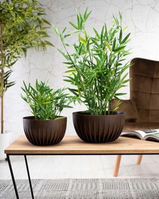 PLASTOVÝ KVETINÁČ STRIPPED ECO 16X30 CM TMAVOHNEDÁ