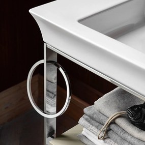 DURAVIT White Tulip samostatne stojaci kovový podstavec pod umývadlo, 1 polica + 1 držiak na uterák vľavo, 984 x 450 x 760 mm, grafit vysoký lesk, WT4544LH1H1