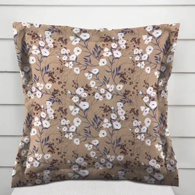 Biante Dekoračná obliečka na vankúš s lemom PML-036 Popínavé kvety na hnedom 35 x 45 cm