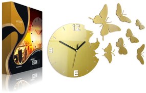 3D nalepovacie hodiny Butterfly zlaté