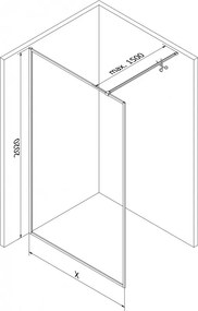 Mexen Kioto-XF, sprchová zástena s rámom 100 x 202 cm, 10mm číre sklo, čierny profil, 800-100-104-70-00-X