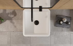 Besco Voľne stojace umývadlo z liateho mramoru Aygo Matt UM VS 40x40 cm BESCO-Typ výpuste: Click-Clack so štrbinovým prepadom, biela
