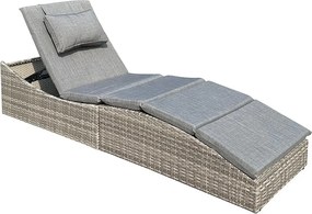 Polohovateľné ratanové lehátko SAVANA sivá/tm. šedá