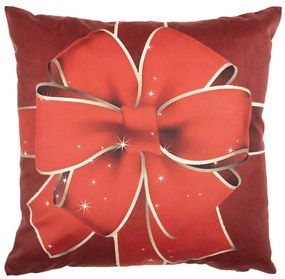 Červená obliečka na vankúš s veľkou mašľou - 45*45 cm
