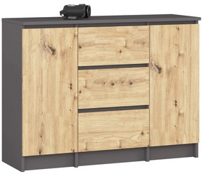 Komoda Kalista VI (sivý grafit + dub artisan). Akcia -19%. Vlastná spoľahlivá doprava až k Vám domov. 1128646