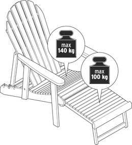 Adirondack relaxačné kreslo s vyťahovacou opierkou nôh, modré