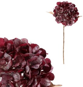 Umelá rezaná Hortenzia, červená s pozlátením, 65 cm