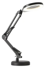 Kobi LED Stm. stolná lampa s lupou 2v1 AURIQ LOUPE LED/10W/5V 3000/4000/6500K čierna KB0526