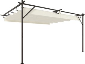 Outsunny nástenná pergola 4 × 3 m s vysúvacou markízou, UPF30+, odvodnenie a kovový rám — krémová | Aosom