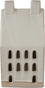 Béžová dekorácia porcelánový domček s Led svetielkami Christmas House M - 8*6*15 cm