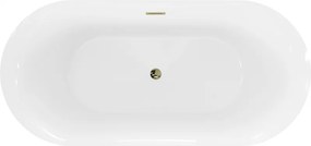 Mexen Roxy, voľne stojaca vaňa 170 x 80 cm, biela, zlatý lesklý prepad, 51201708000-50