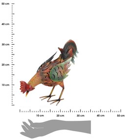 Záhradná kovová figúrka Rooster, 32 cm, viacfarebná