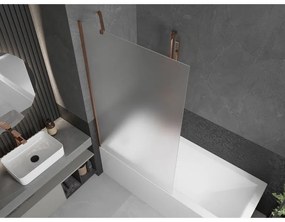 Mexen Next, vaňová zástena 1-krídlová 100 x 150 cm, fixné krídlo, 6 mm námraza sklo, ružové zlato profil, 895-100-000-00-30-60