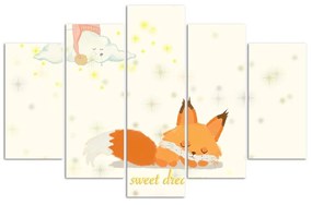 Gario Obraz na plátne Sladké sny líšky - 5 dielny Rozmery: 100 x 70 cm