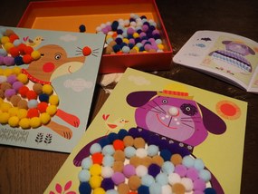 Výtvarná hra – koláž z brmbolcov – psíky