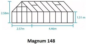 Skleník Halls Magnum zelený, 3,86 x 2,57 m / 9,9 m², 3 mm tvrdené sklo