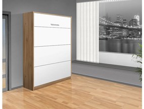 Nabytekmorava Sklápacia posteľ VS 1054 P - 200x160 cm A nosnosť postele: štandardná nosnosť, farba lamina: orech lyon/biele dvere