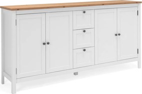 Široká úložná komoda Bergen, biela/dub artisan
