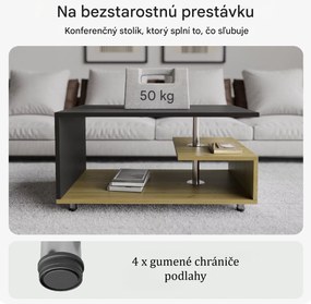 InternetovaZahrada Konferenčný stolík Orlando 95x55x50 cm - drevo/sivá