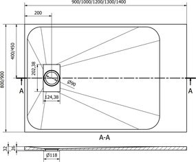 Mexen Hugo, SMC obdĺžniková sprchová vanička 140 x 90 cm, šedá, 42619014
