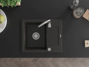 Mexen Enzo - drez granitový 57,6x46,5cm, 1-komorový, čierna-zlatá, 6506571005-75