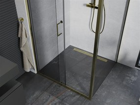 Mexen Apia sprchovací kút s posuvnými dverami 140 (dvere) x 100 (stena) cm, 5mm číre sklo, zlatý profil, 840-140-100-50-00