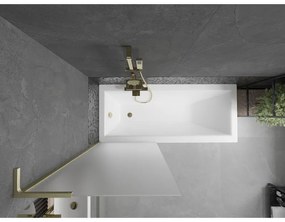Mexen Next L, 1-krídlová vaňová zástena 70 x 150 cm, 6mm sklo námraza, zlatý matný profil, 895-070-000-03-30-55