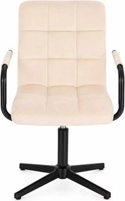 LuxuryForm DESIGN Otočná stolička VERONA BLACK VELUR na čiernom kríži - krémová