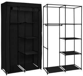 Textilná šatníková skriňa so 4 policami Mira čierna