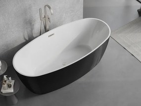 Mexen Lira, voľne stojaca vaňa, vzor, 170 x 80 cm, biela-čierna, oceľový prepad, 52831708075-97