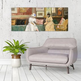 Obraz - William Merritt Chase, A Friendly Call, reprodukcia (120x50 cm)