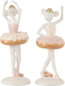 Set 2ks dekorácie myška Ballerina s donutom - 8*8*20 cm