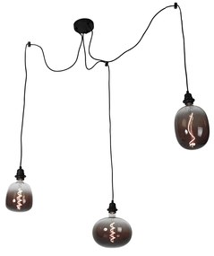 Závesné svietidlo čierne 3 svietidlo vrátane LED mix dymové stmievateľné - Cava Luxe