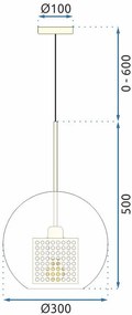 Toolight - Sklenená závesná lampa 30cm 1xE27 60W APP559-1CP, čierna, OSW-09669