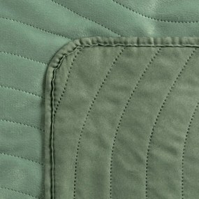 Zelený velúrový prehoz na posteľ s vlnitým prešívaním Šírka: 200 cm | Dĺžka: 220 cm