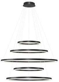 Moderný luster Halo 150+120+100+80+60 CCT čierna s diaľkovým ovládaním