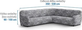 Bielastické poťahy MARMO šedé rohová sedačka (š. 350 - 530 cm)