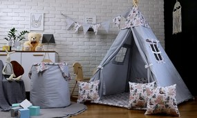 Detský kôš na hračky ZAJAČIKY - šedý