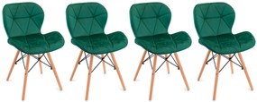 Bestent Jedálenské stoličky 4ks zamatové zelené SMARAGD