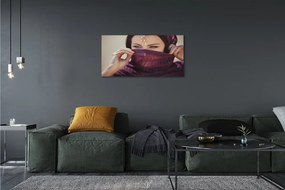 Obraz canvas Žena purple Materiál 140x70 cm