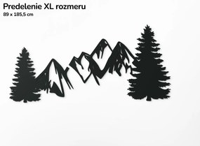 drevko Moderný drevený obraz Hory a les Rozmer obrazu: 31 x 65 cm, Farba dekorácie: Čierna