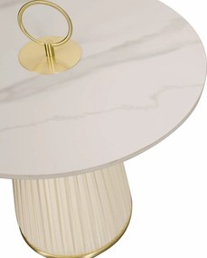Konferenčný stolík Modig 60 cm eko koža ecru/mramor